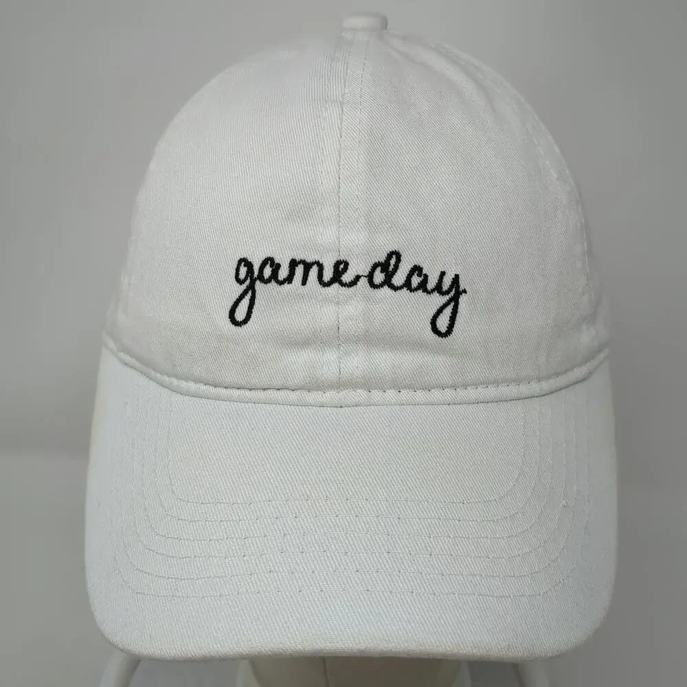 David and Young Baseball Cap White One Size Game Day Embroidery Adjustable Hat